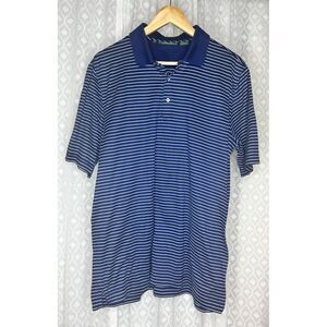 Bobby Jones‎ Classic Navy Blue Striped Polo Shirt Casual Golf Tennis Size M
